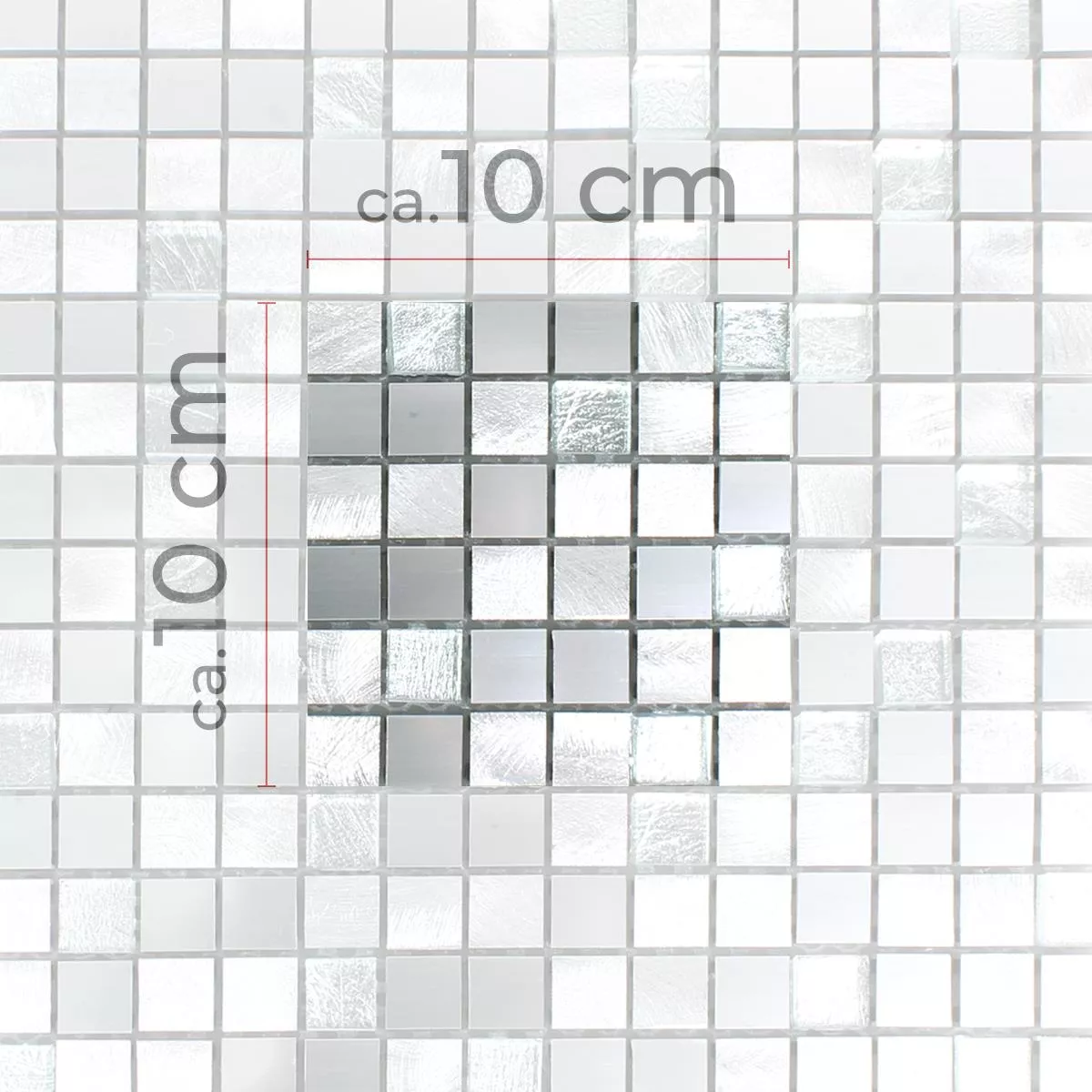 Sample Mozaïektegel Lissabon Aluminium Glas Mix Zilver