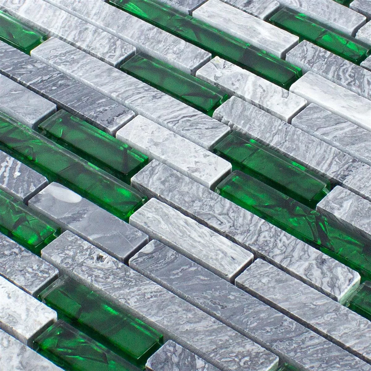 Échantillon Mosaïque Verre Pierre naturelle Carrelage Sinop Gris Vert Brick