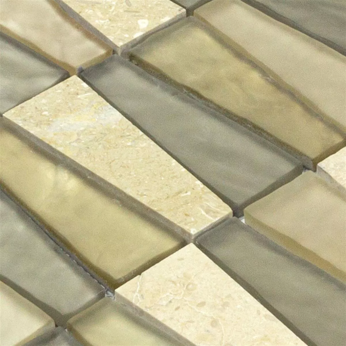 Sample Glas Natuursteen Mozaïek Tegels Marseille Beige Bruin Mix 