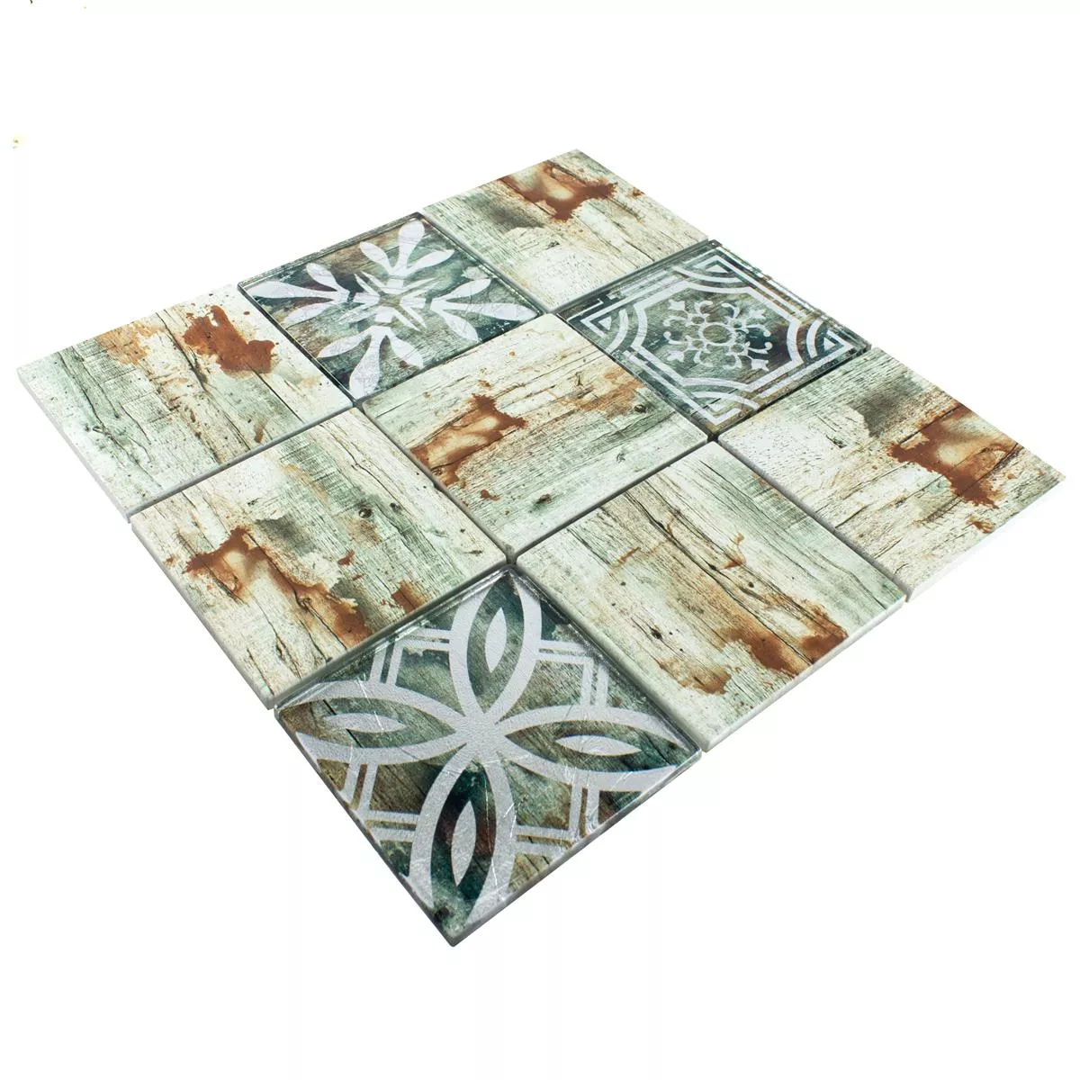 Échantillon Mosaïque En Verre Carrelage Imitation Bois Township Beige Brun Q98