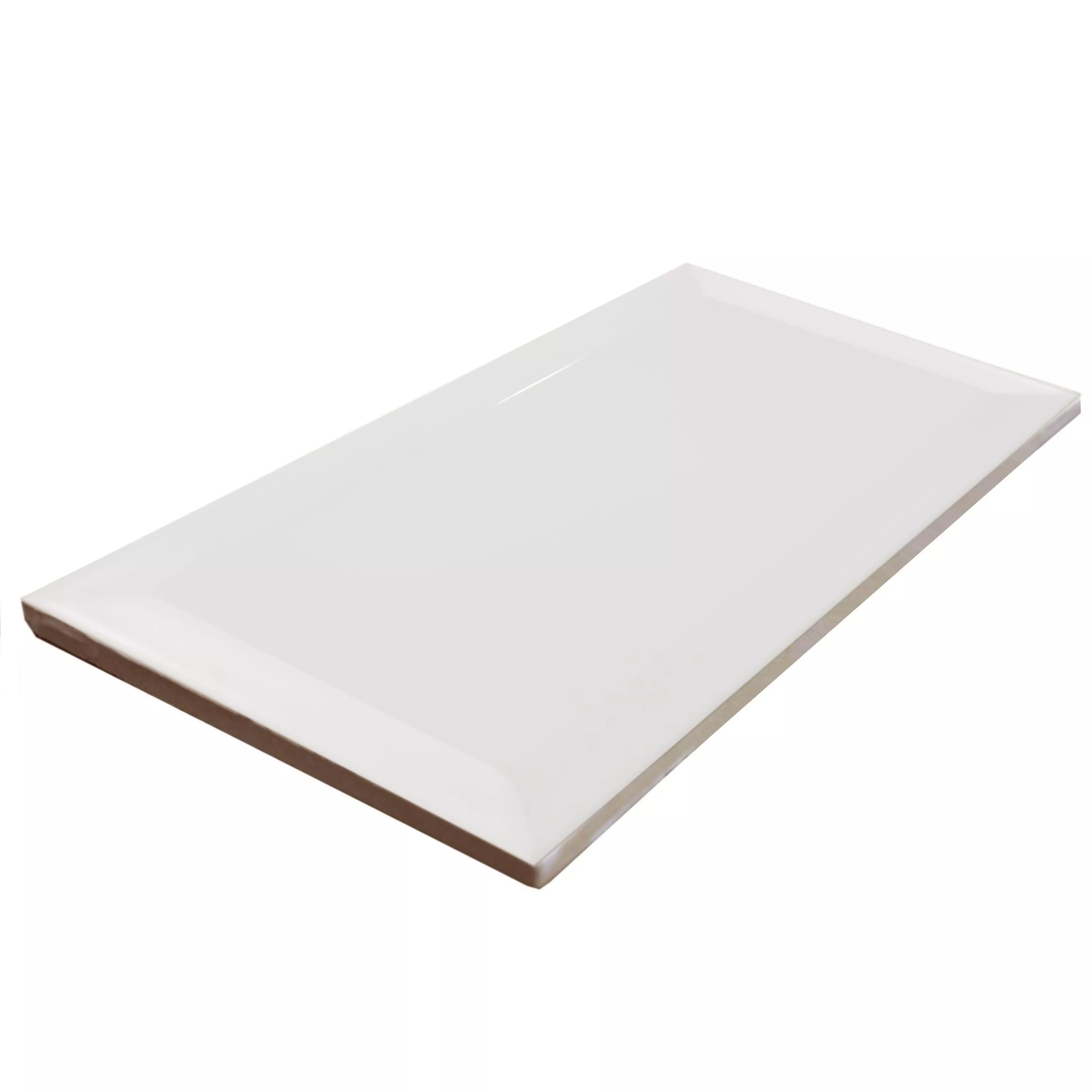 Metro Wandtegels Brasilia Met Facet 7,5x15x0,7cm Blanco