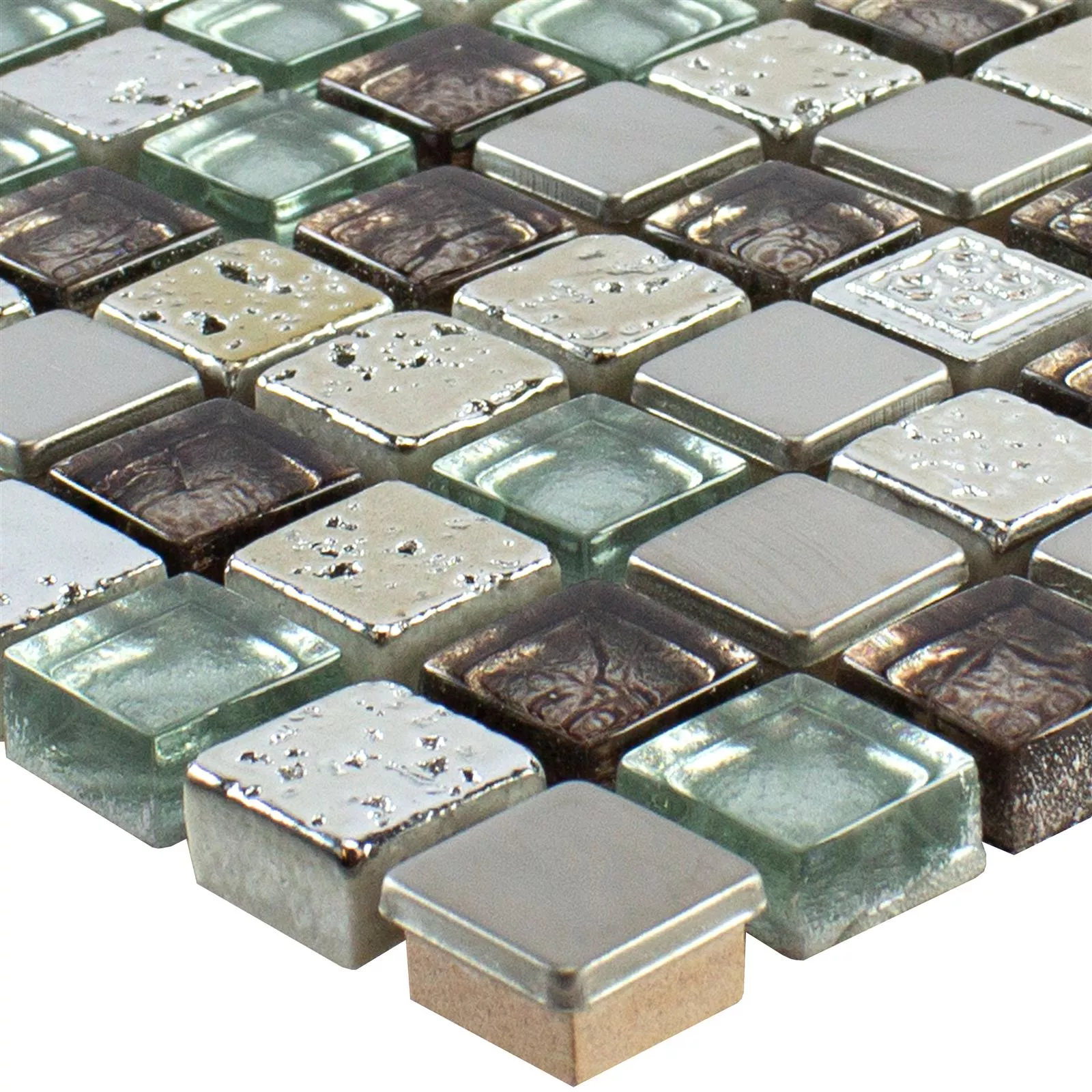 Glas Resin Metaal Mozaïektegel Falco Bruin Zilver Glas Resin Metaal Mozaïektegel Falco Bruin Zilver