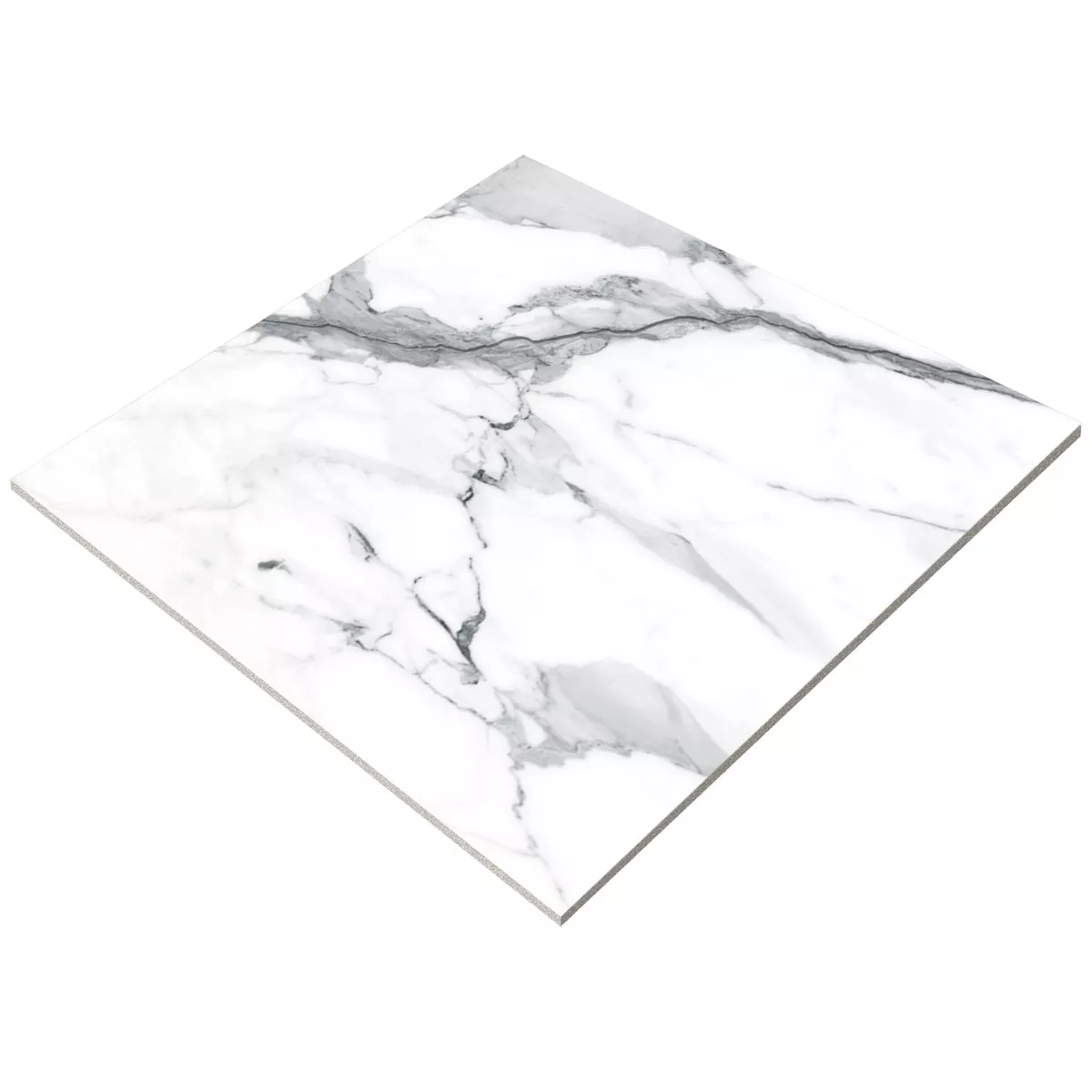 Carrelage Sol Et Mur Civita Marbre Optique Blanc Gris Poli Brillant Brillant 80x80cm