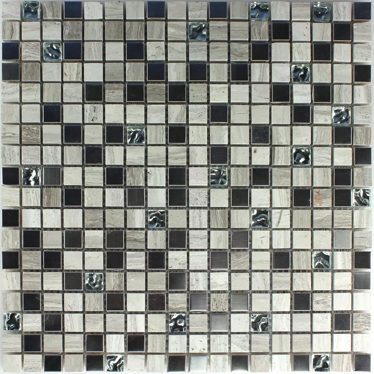 Échantillon Mosaïque Verre Acier Inoxydable Gris 