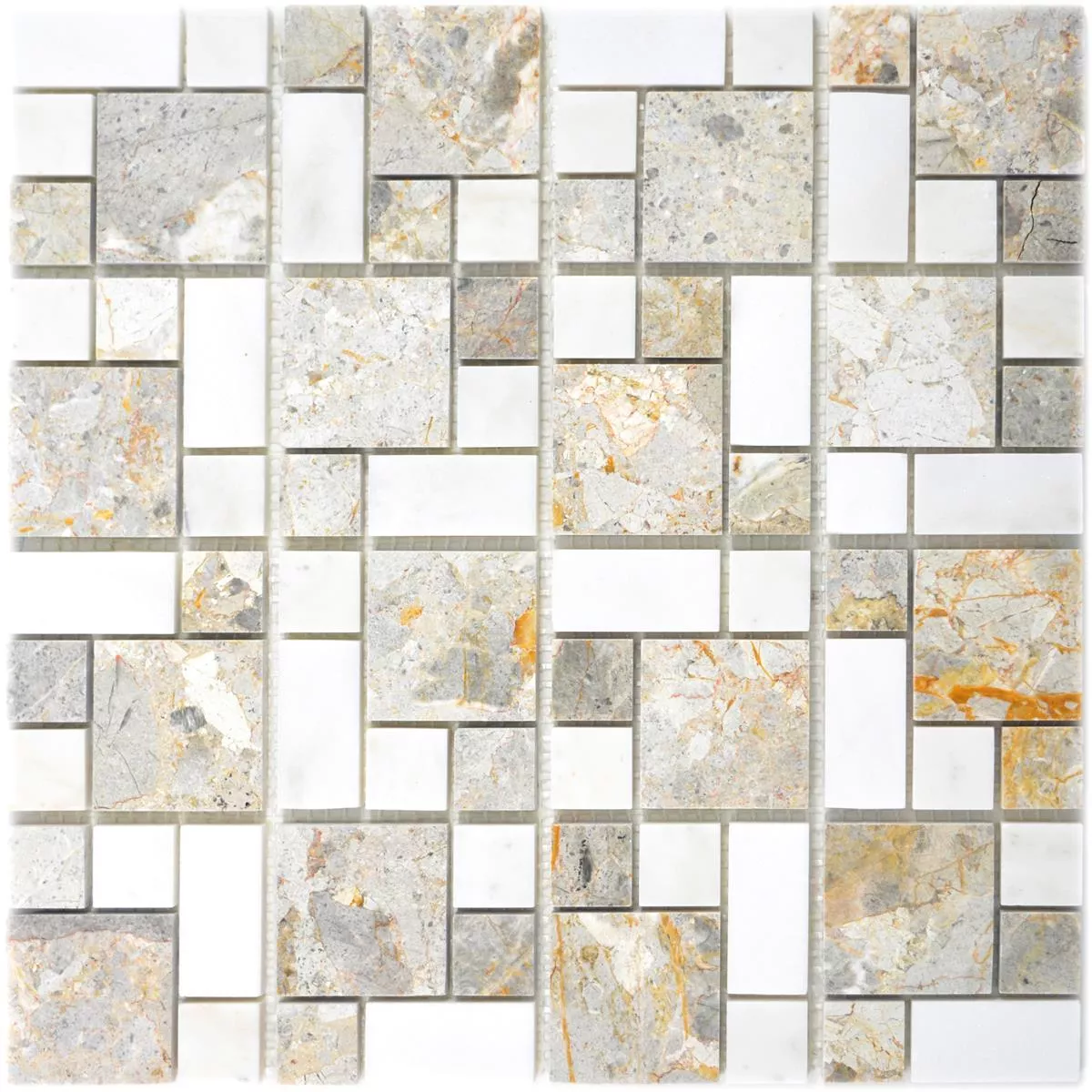 Marbre Natural Mosaïques Pierre Carrelage Cordoba Gris Clair Blanc