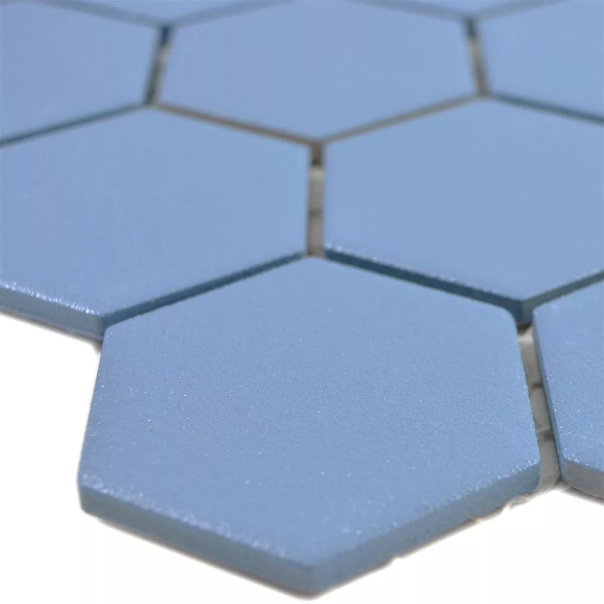 Échantillon Céramique Mosaïque Bismarck R10B Hexagone Bleu H51