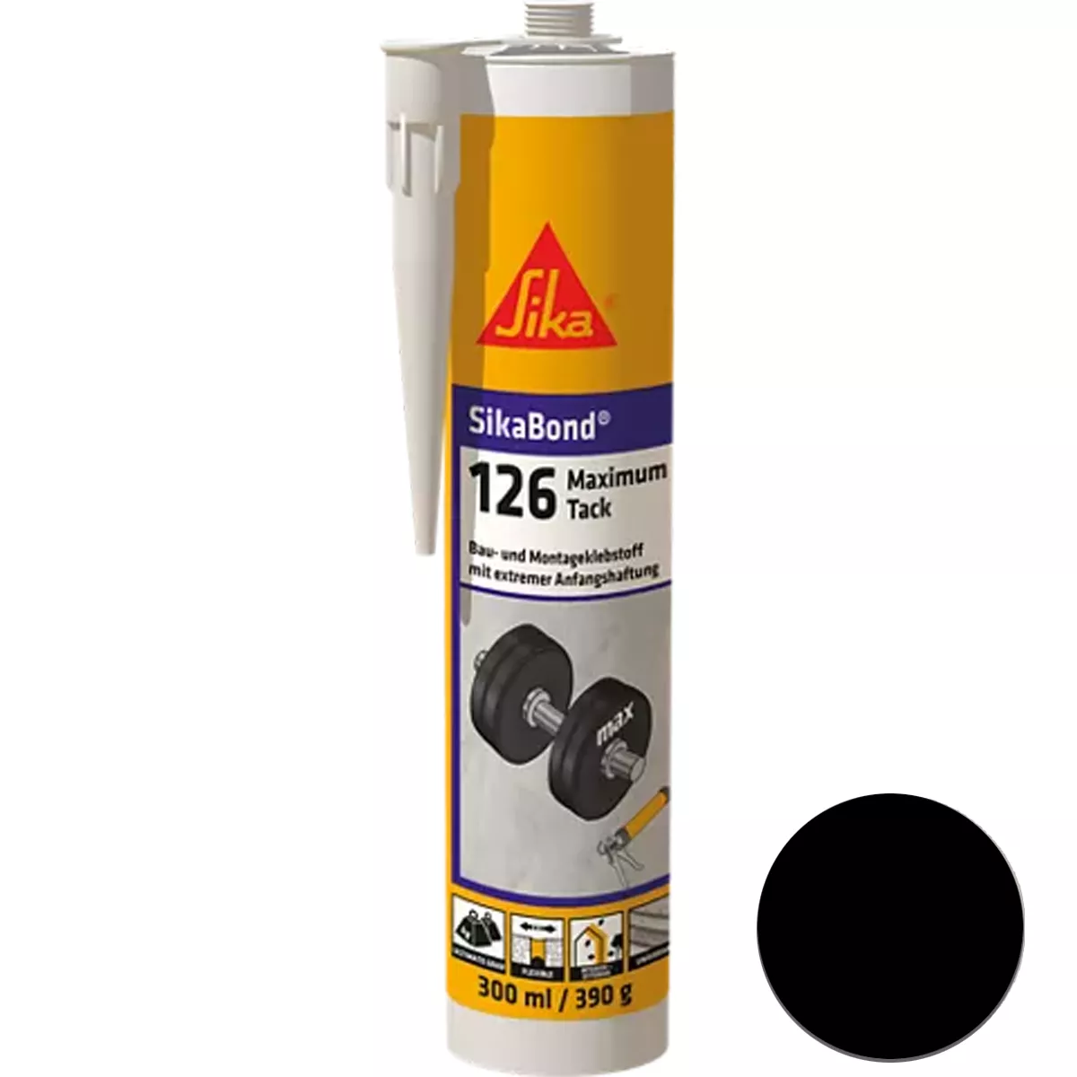 Sikabond-126 Maximum Tack elastische lijm zwart 300 ml