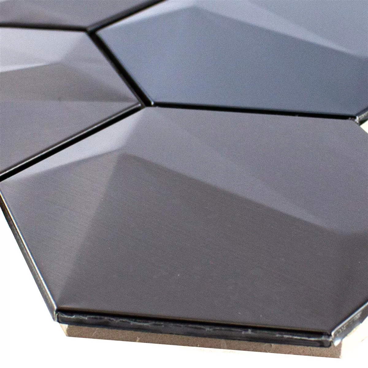 Acier Inoxydable Mosaïque Carrelage Durango Hexagone 3D Brun Acier Inoxydable Mosaïque Carrelage Durango Hexagone 3D Brun