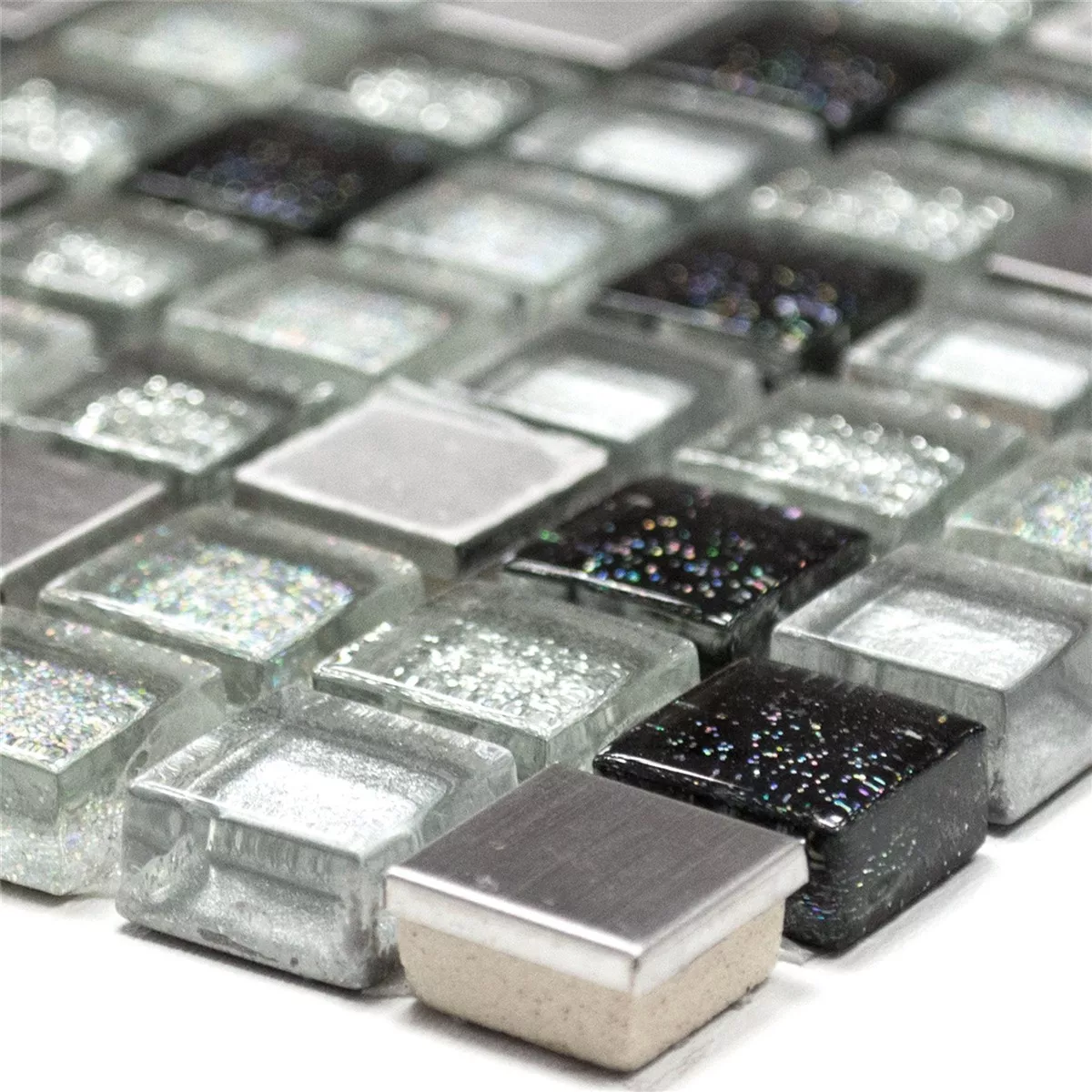 Verre Acier Inoxydable Métal Mosaïque Carrelage Argent Noir