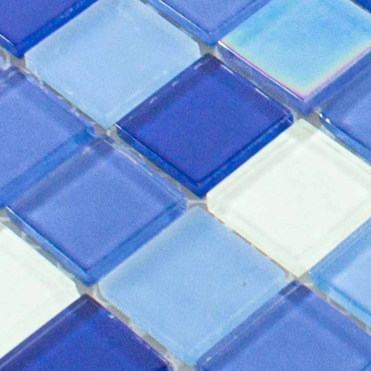 Sample Glasmozaïek Tegels Karlsruhe Blauw Wit