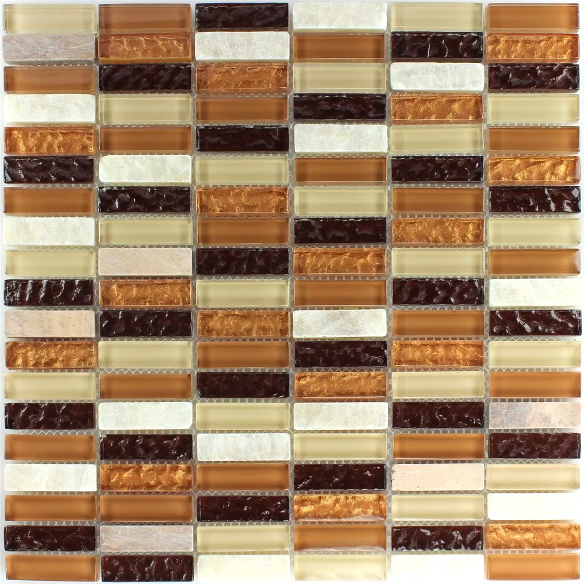 Sample Mozaïektegel Onyx Glas Brick Bruin Beige