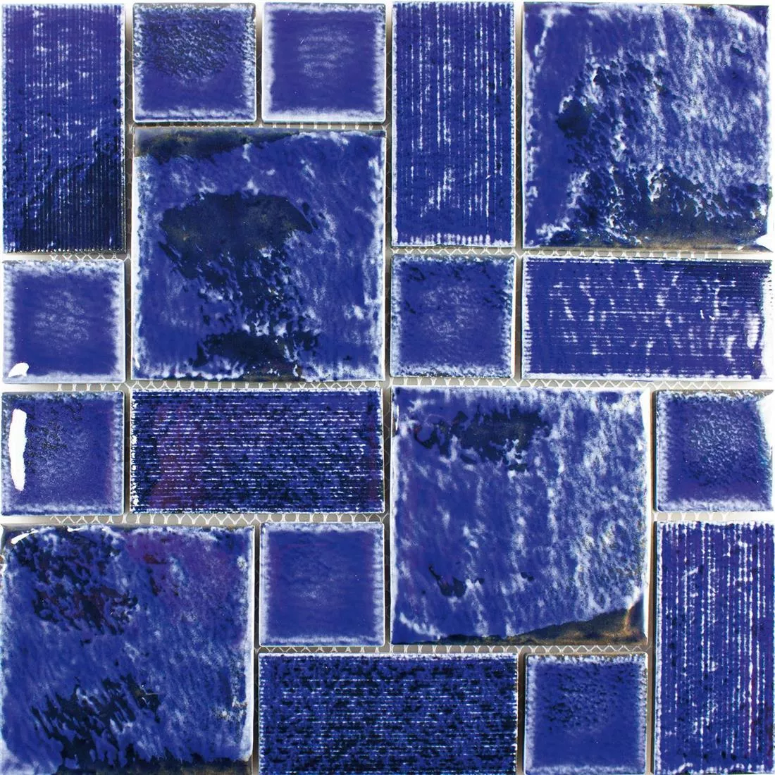 Échantillon Céramique Mosaïque Carrelage Bangor Brillant Bleu Mix