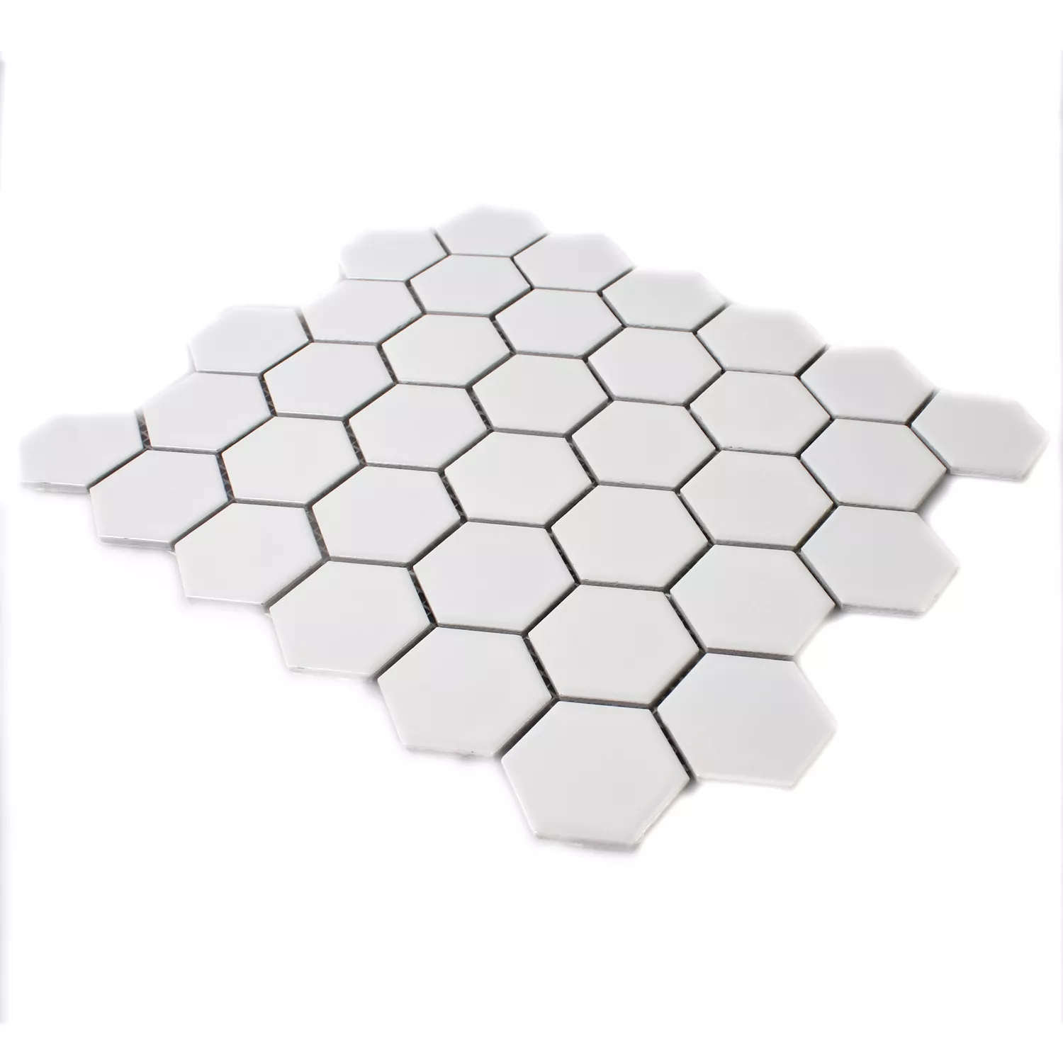 Échantillon Mosaïque Céramique Hexagone Blanc Mat