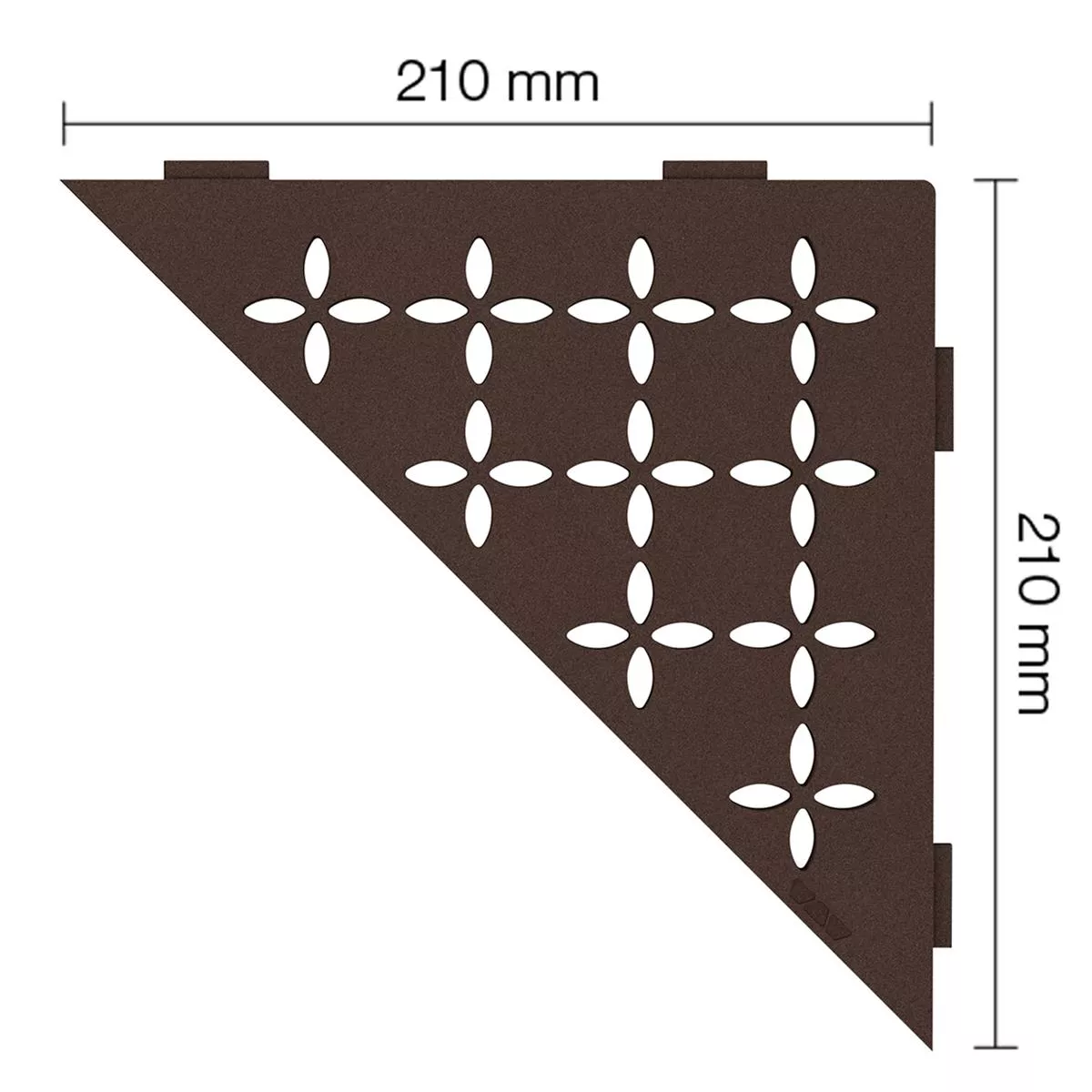 Wandplank doucheplank Schlüter driehoek 21x21cm bloemen brons