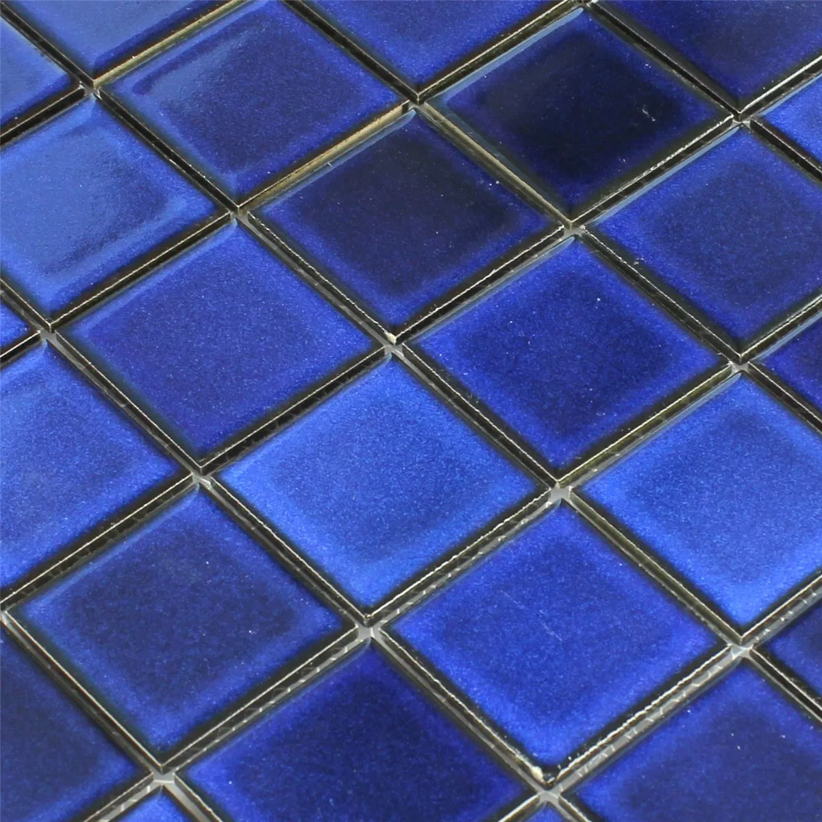 Échantillon Mosaïque Céramique Miroir Bleu Uni