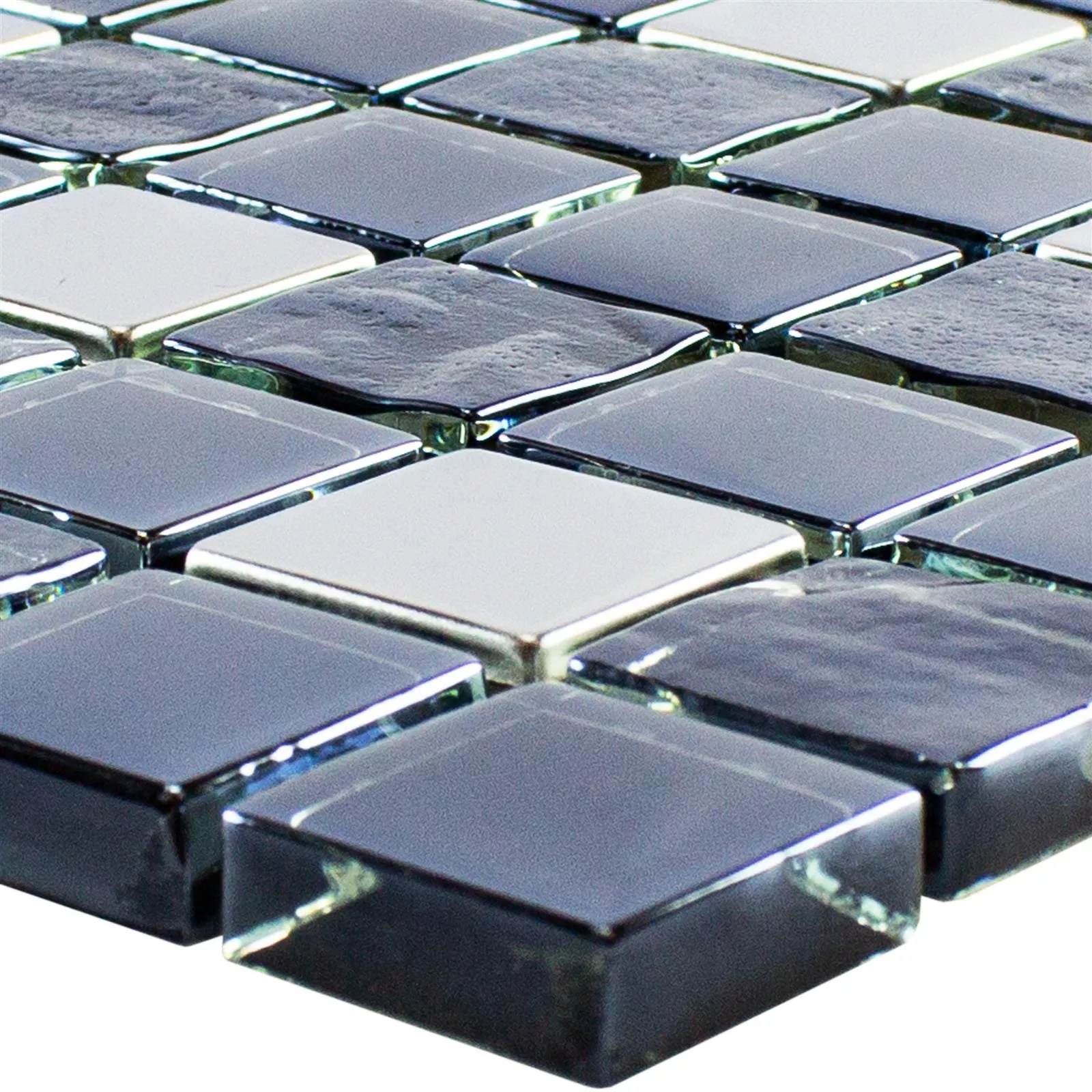 Glasmozaïek Tegel Larisa Metallic Zwart Zilver Glasmozaïek Tegel Larisa Metallic Zwart Zilver