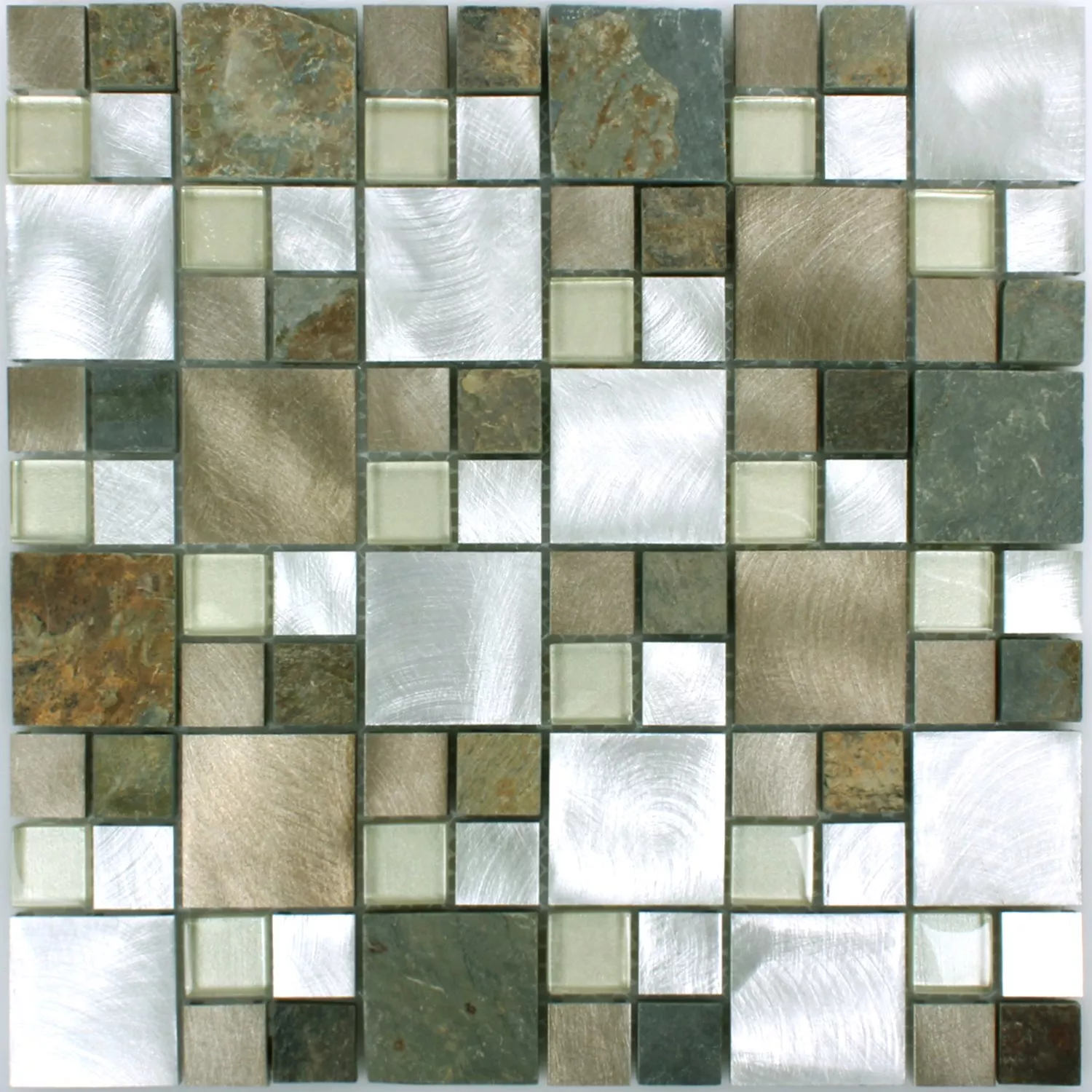Sample Mozaïektegel Natuursteen Glas Aluminium Banzai