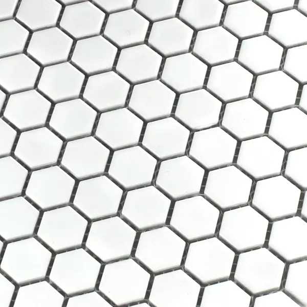 Échantillon Mosaïque Céramique Hexagon Blanc Brillant H23