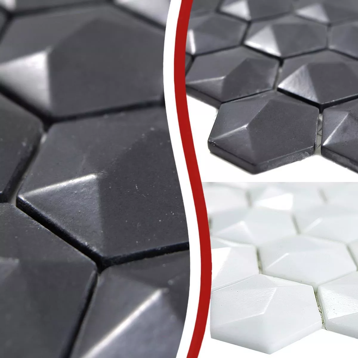 Sample Glasmozaïek Tegels Benevento Hexagon 3D