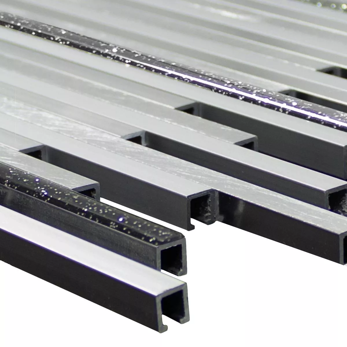 Aluminium Métal Mosaïque Carrelage Bilbao Stripes Noir Aluminium Métal Mosaïque Carrelage Bilbao Stripes Noir