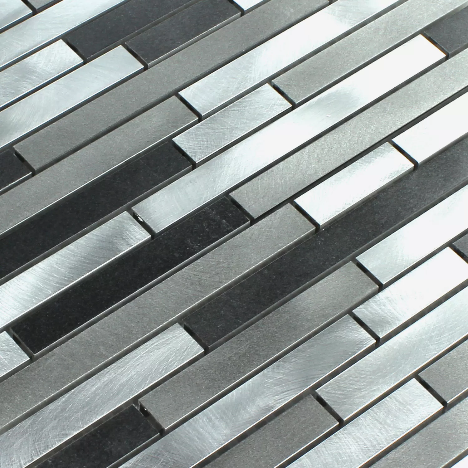 Sample Mozaïektegel Aluminium Metaal Zwart Zilver Mix