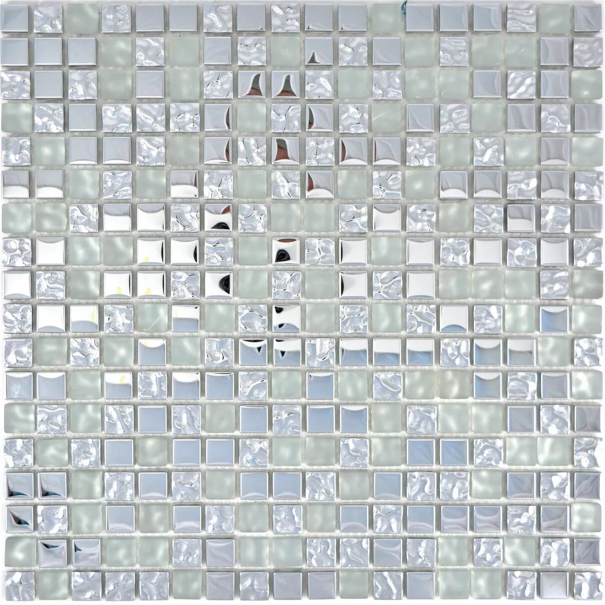 Échantillon Mosaïque En Verre Carrelage Tolstoi Argent Blanc