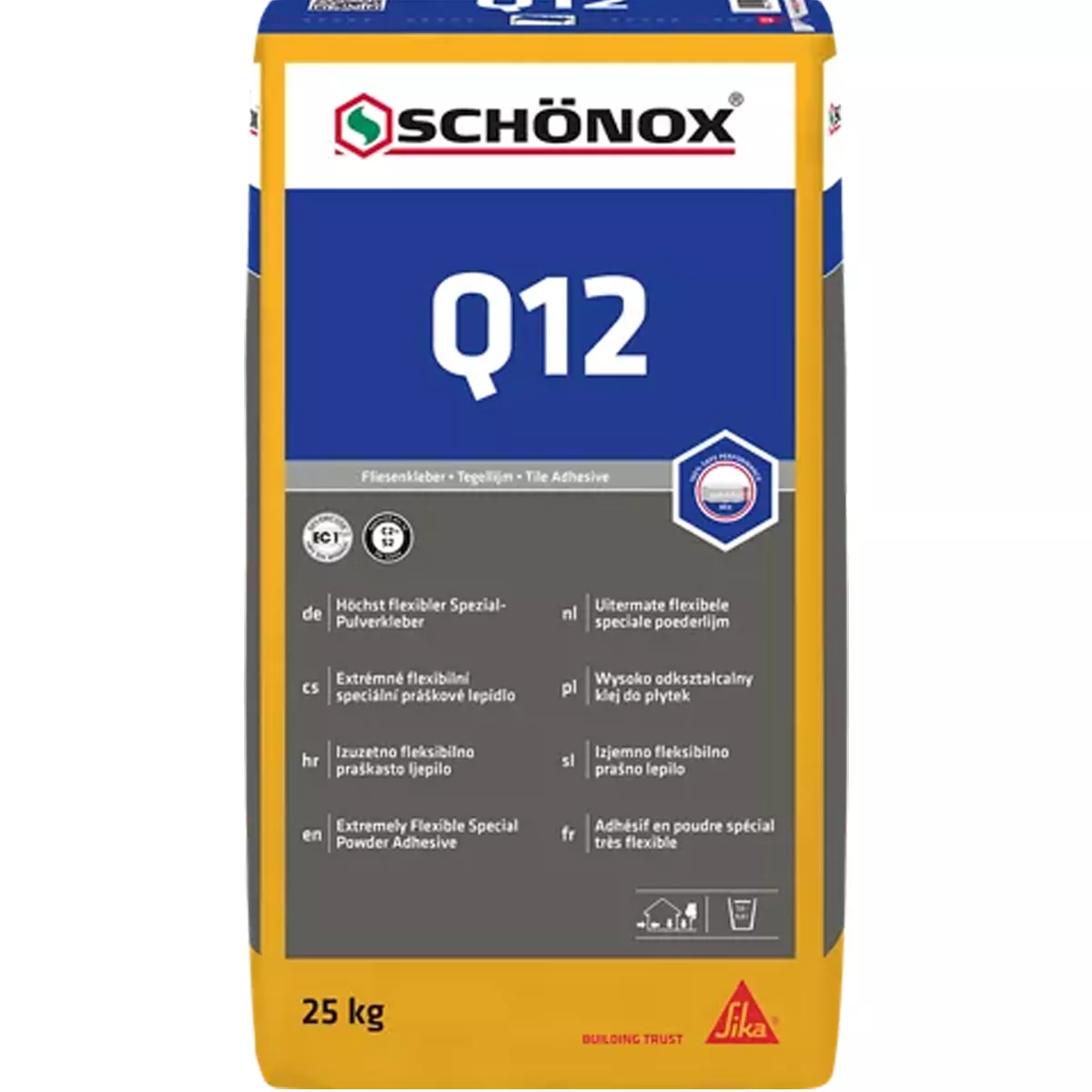 Colle à carrelage Schönox Q12 colle spéciale en poudre 25 kg Colle à carrelage Schönox Q12 colle spéciale en poudre 25 kg