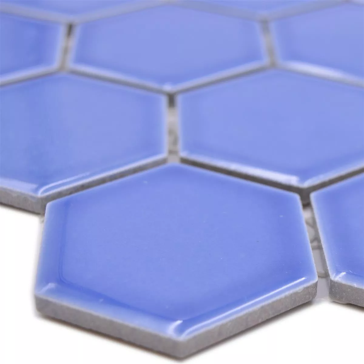Sample van Keramiek Mozaïek Salomon Hexagon Lichtblauw H51