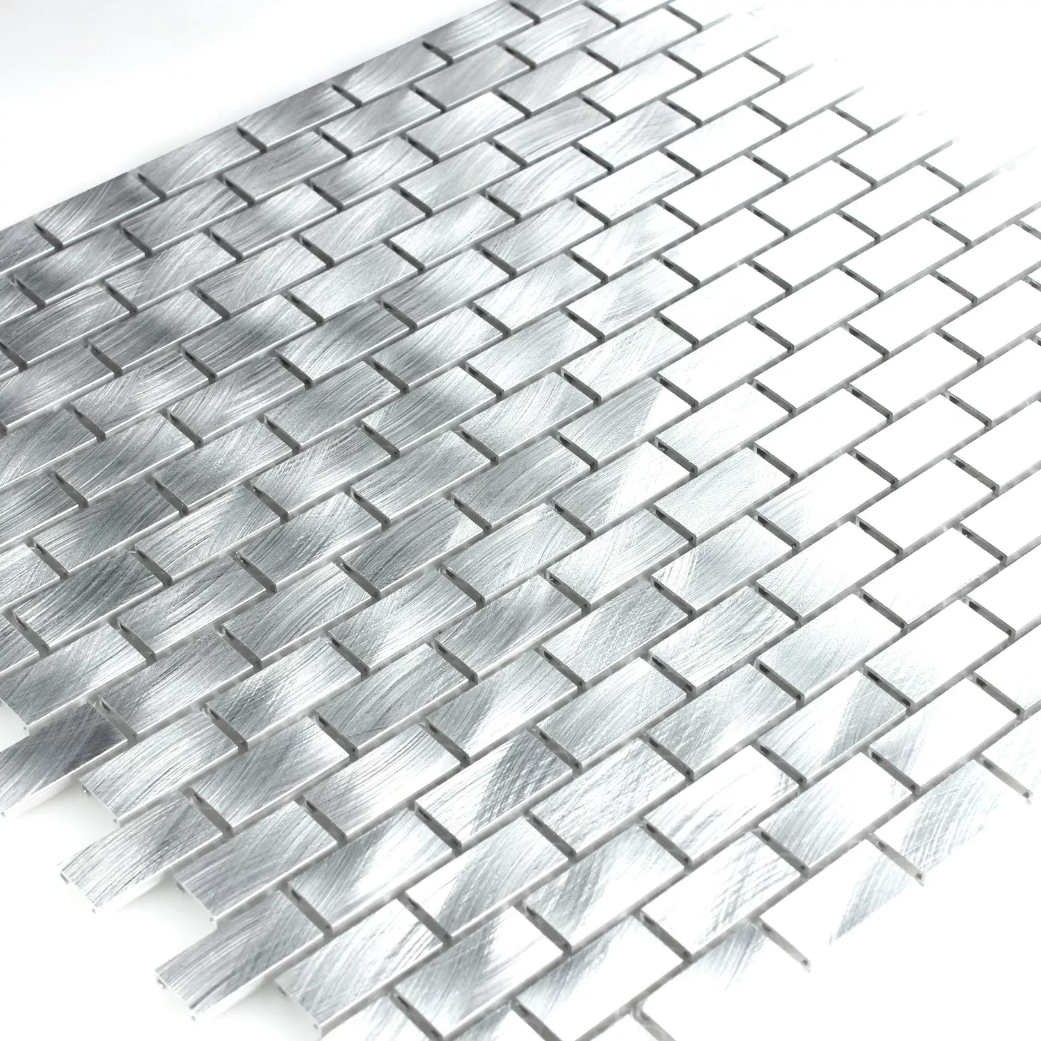 Mozaïektegel Aluminium Zilver 15x30x4mm