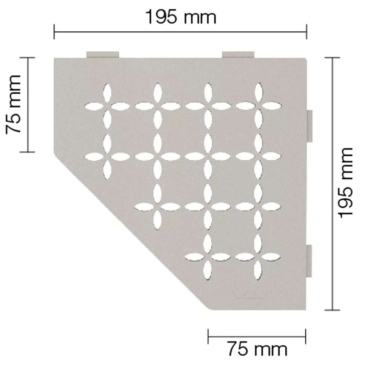 Wandplank doucheplank Schlüter 5-hoekig 19,5x19,5cm bloemenbeige