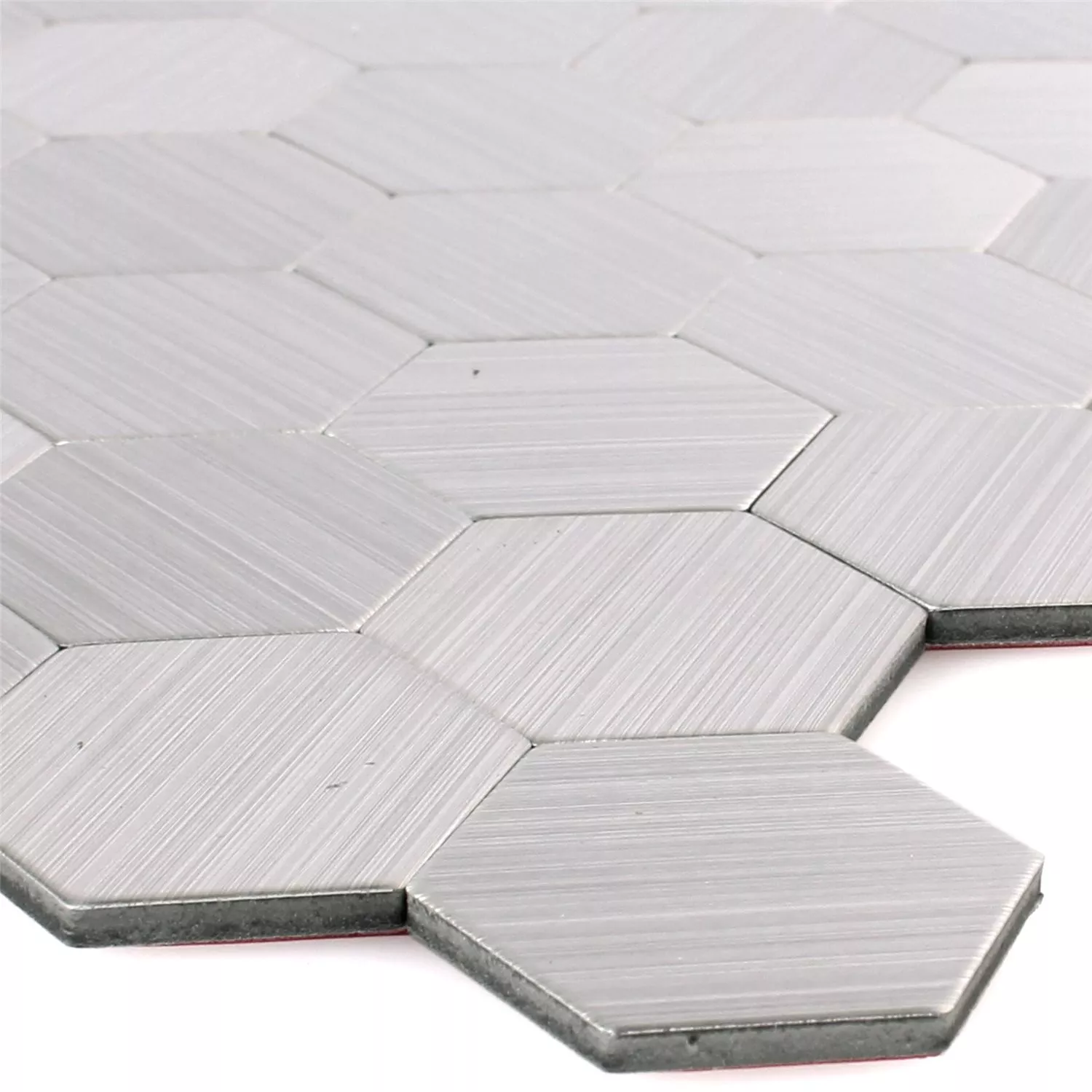 Échantillon Mosaïque Carrelage Métal Auto Adhésif Mikros Argent Hexagone