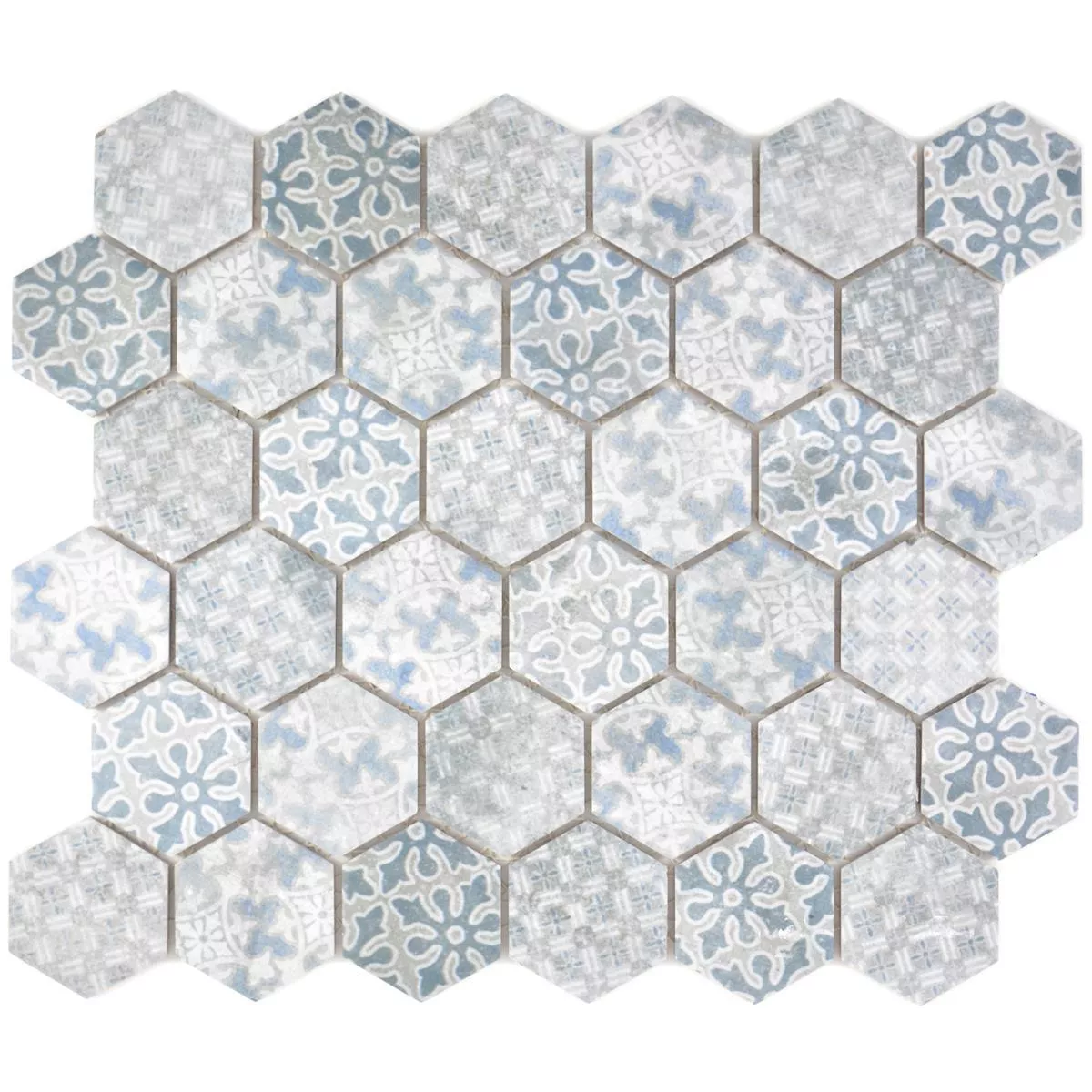 Keramiek Mozaïek Retro Tegels Lawinia Hexagon Blauw