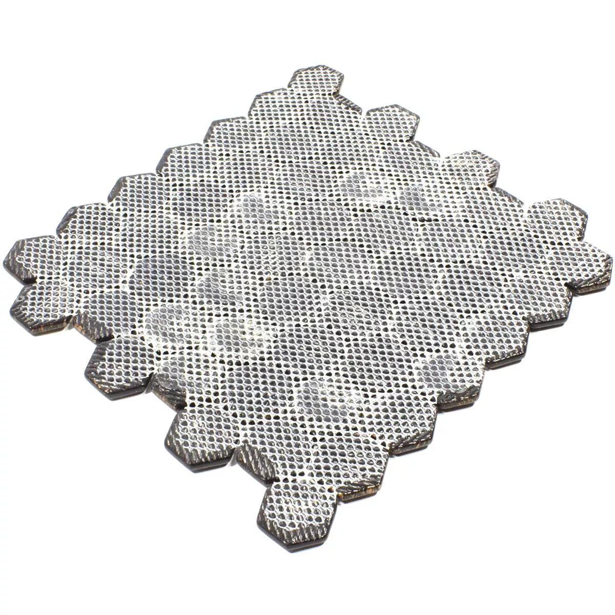 Échantillon Mosaïque En Verre Carrelage Leopard Hexagone 3D Gris