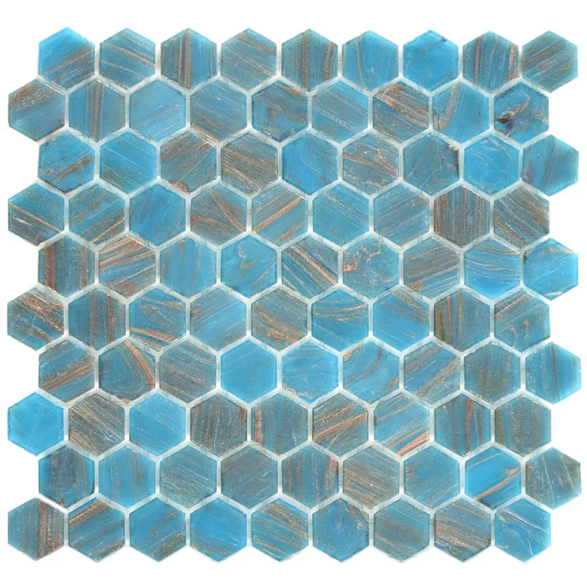 Mosaïque En Verre Carrelage Trend-Vi Verre Hexagonal 242 Turquoise Bleu