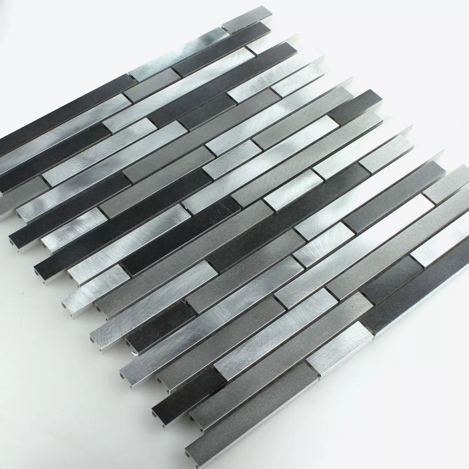 Mozaïektegel Aluminium Metaal Zwart Zilver Mix