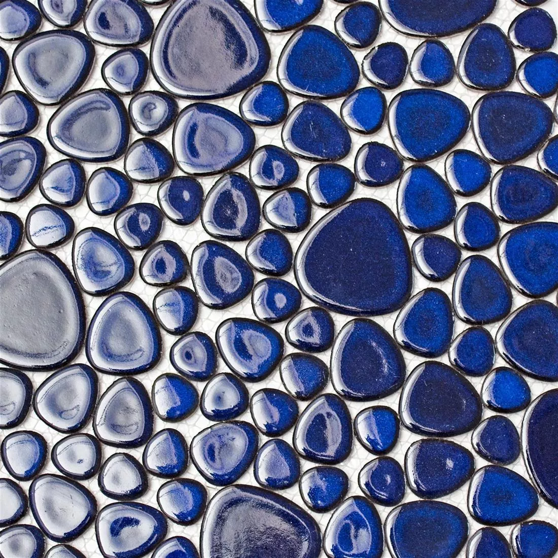 Mosaïque Céramique Galets Optique Bleu Foncé