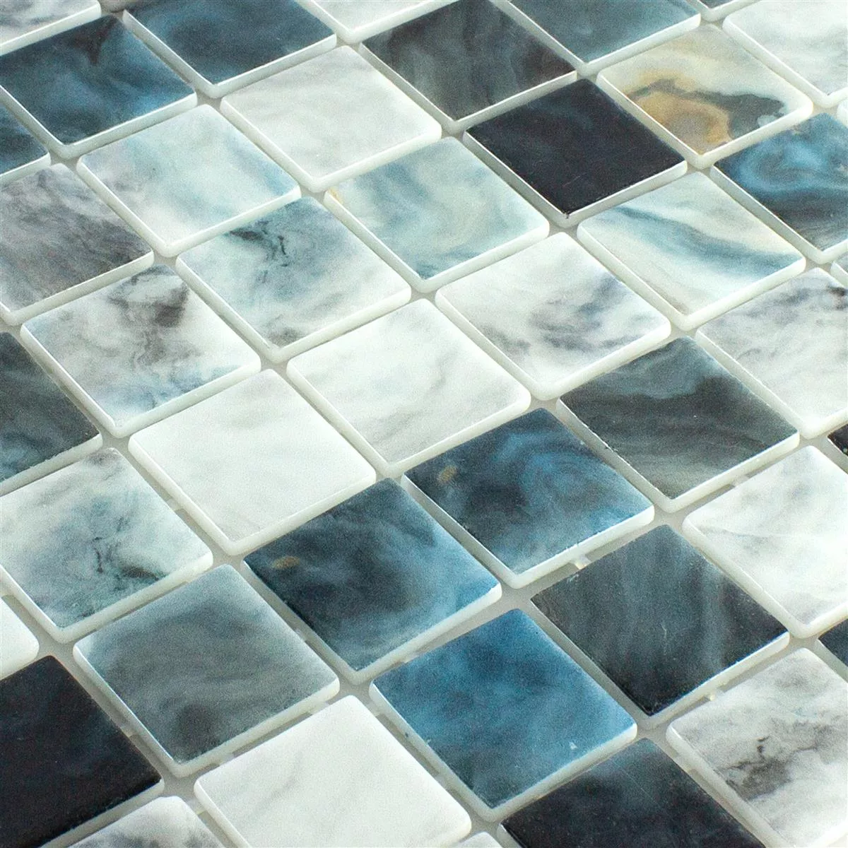 Glas Zwembad Mozaïek Baltic Blauw Grijs 38x38mm