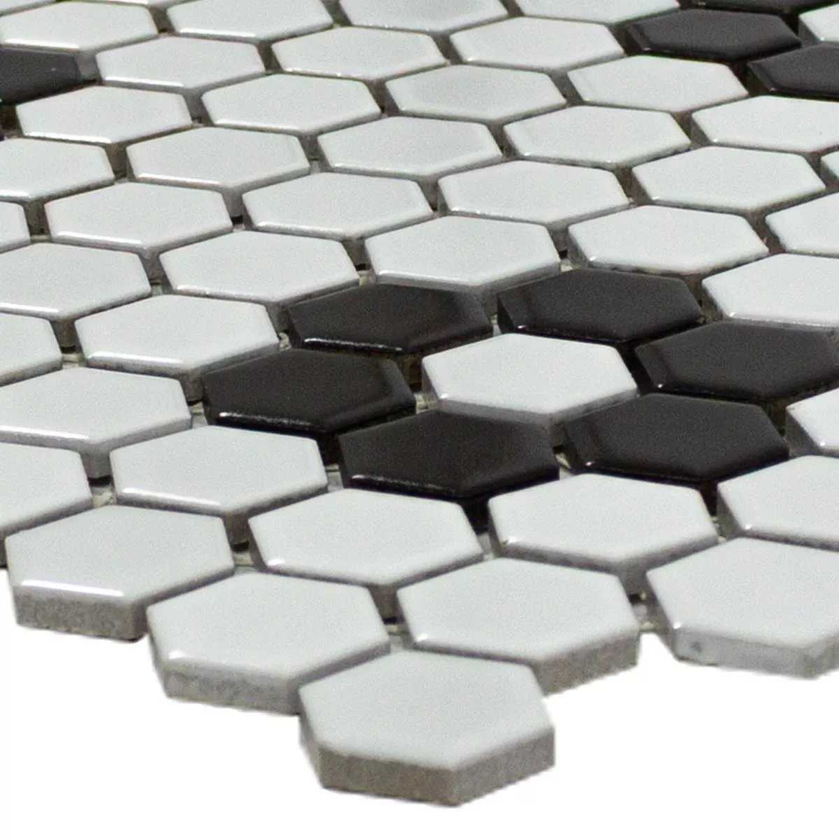 Céramique Mosaïque Carrelage Hexagone Osaka Noir Blanc Céramique Mosaïque Carrelage Hexagone Osaka Noir Blanc