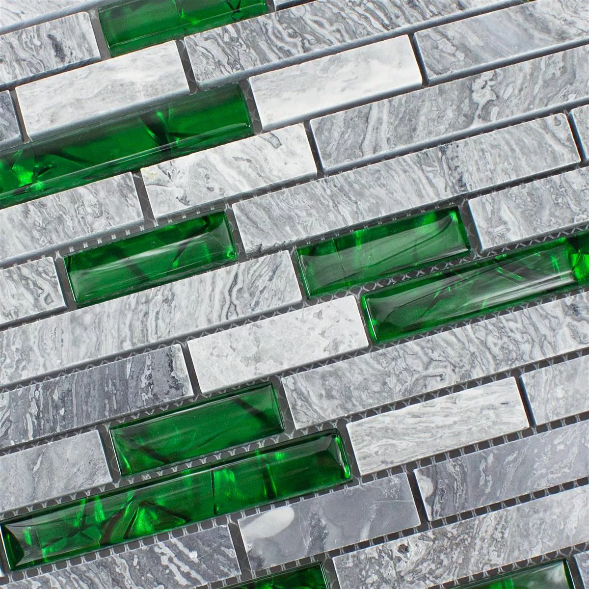 Échantillon Mosaïque Verre Pierre naturelle Carrelage Sinop Gris Vert Brick