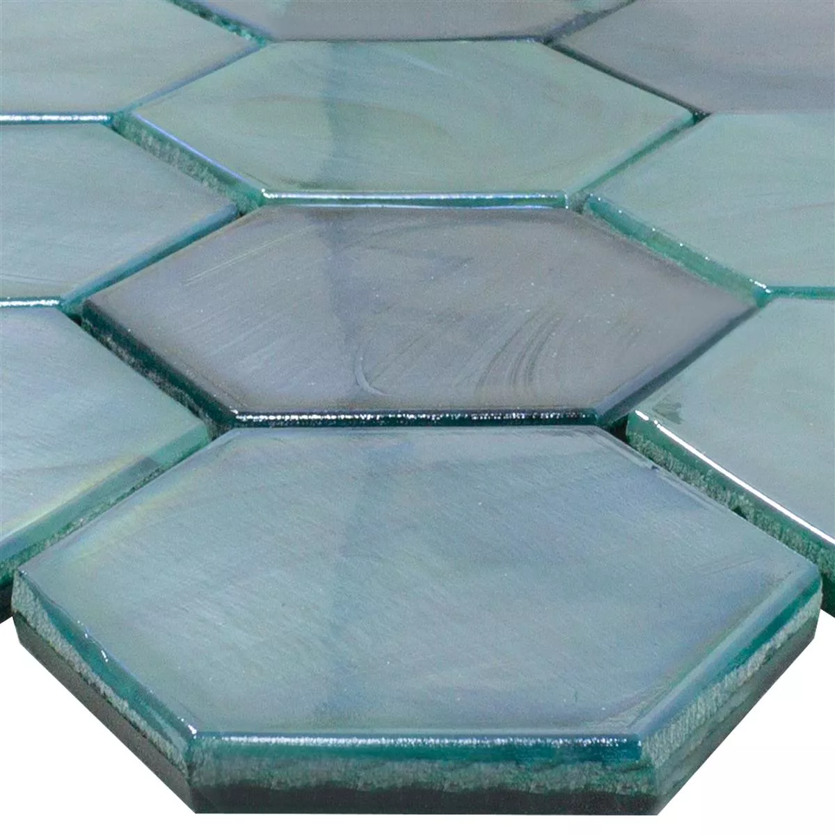 Échantillon Mosaïque En Verre Carrelage Andalucia Hexagone Lac Vert