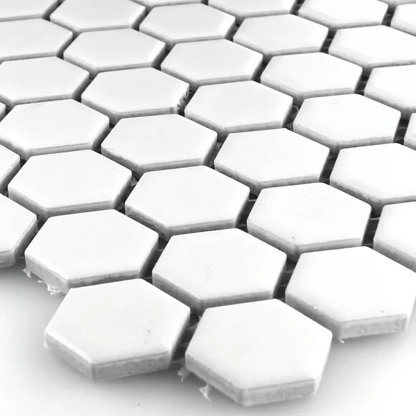 Mozaïektegel Keramiek Hexagon Wit Mat H23 Mozaïektegel Keramiek Hexagon Wit Mat H23