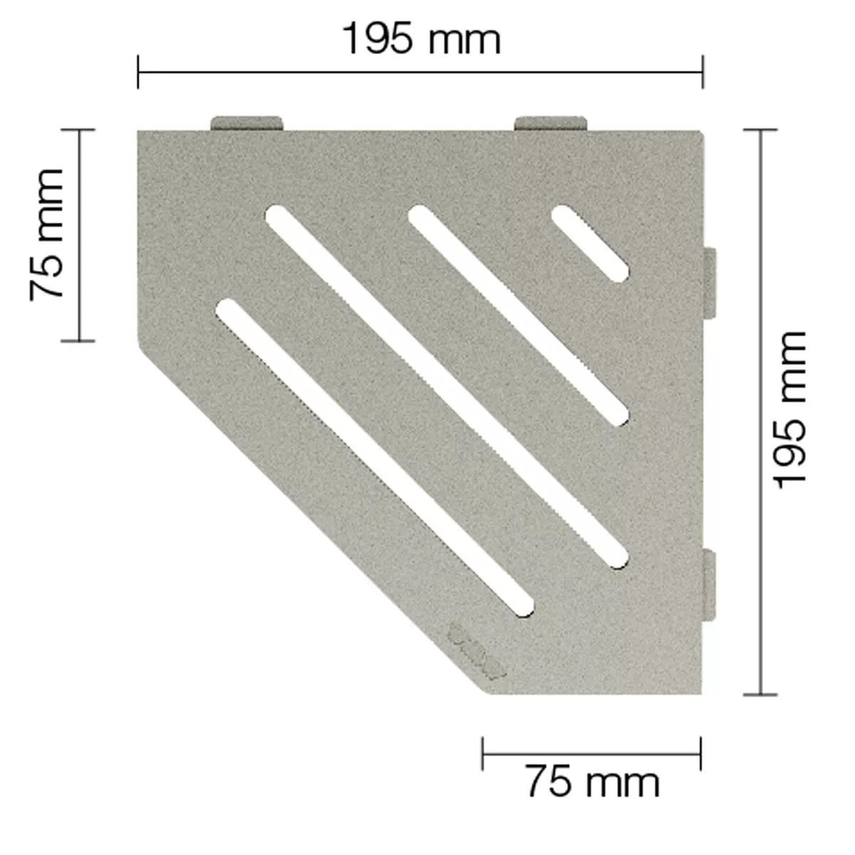 Wandplank doucheplank Schlüter 5-hoek 19,5x19,5cm Wave Grijs