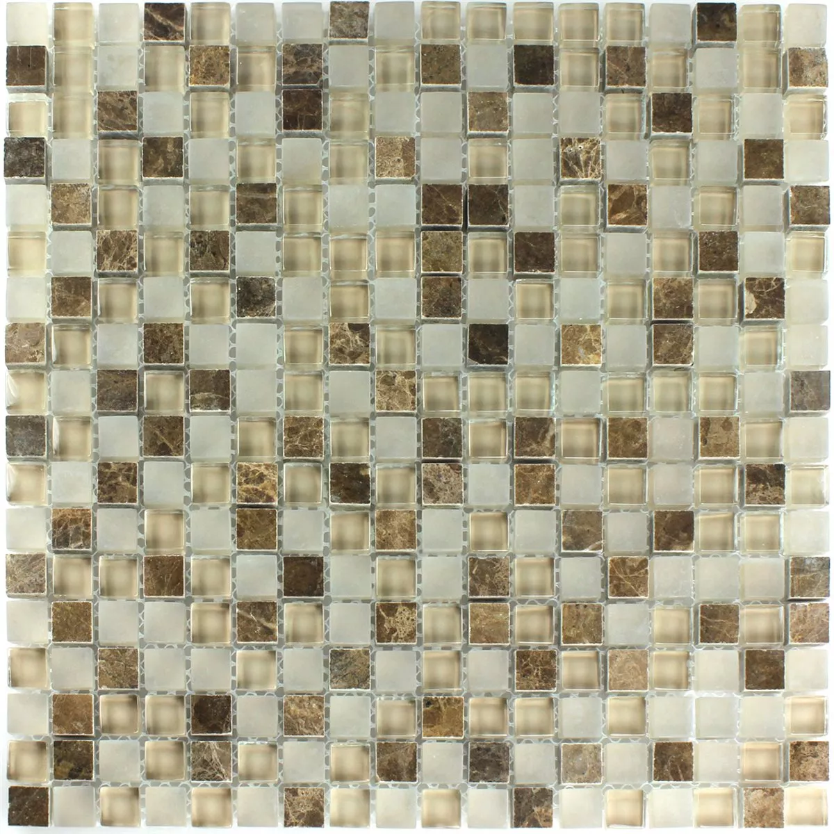 Mosaïque Verre Marbré Quebeck Brun 15x15x8mm