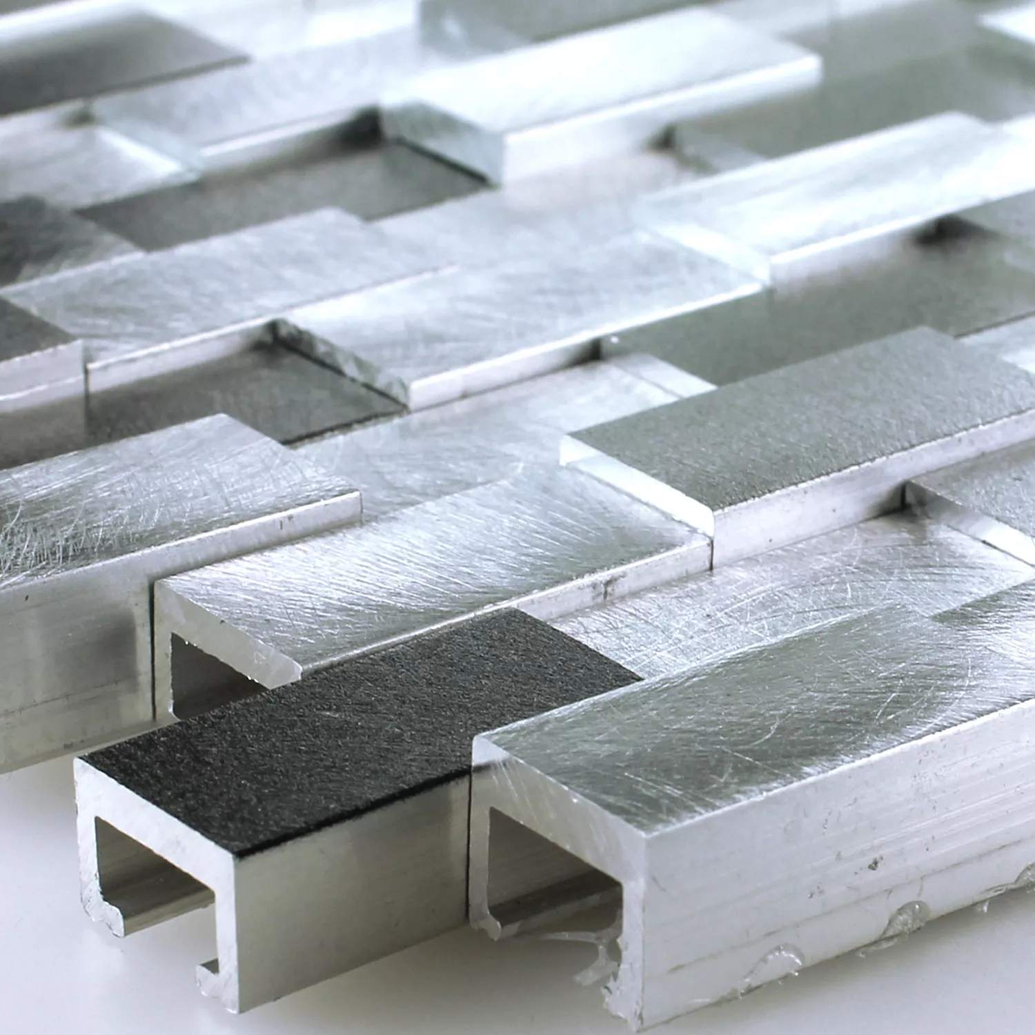 Mozaïektegel Aluminium Metaal 3D Zwart Grijs