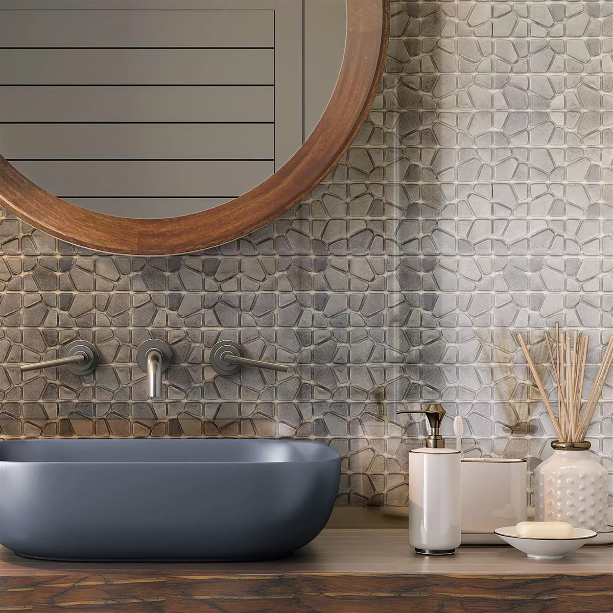 Échantillon Mosaïque En Verre Carrelage Amora Gris