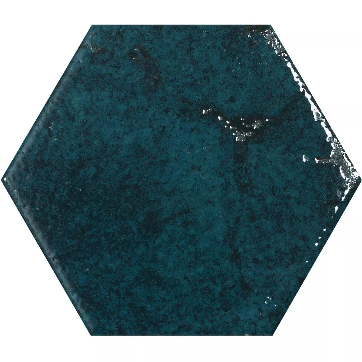 Sample Wandtegels Lara Glanzend Gegolfd 13x15cm Hexagon Blauw