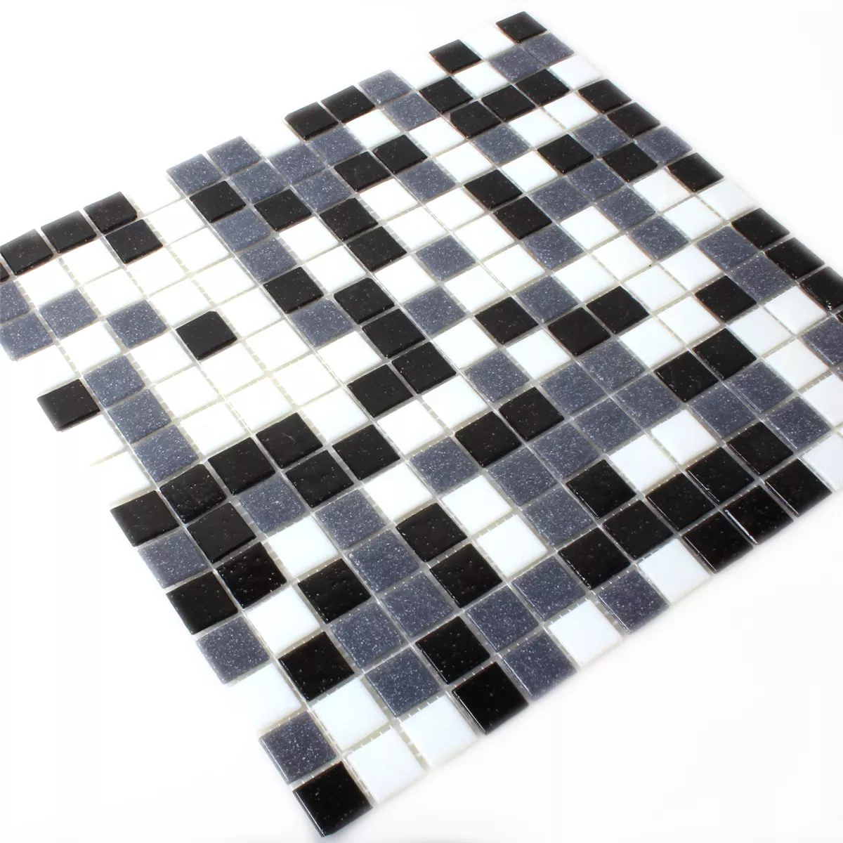 Échantillon Mosaïque Verre Blanc Gris Noir Mix