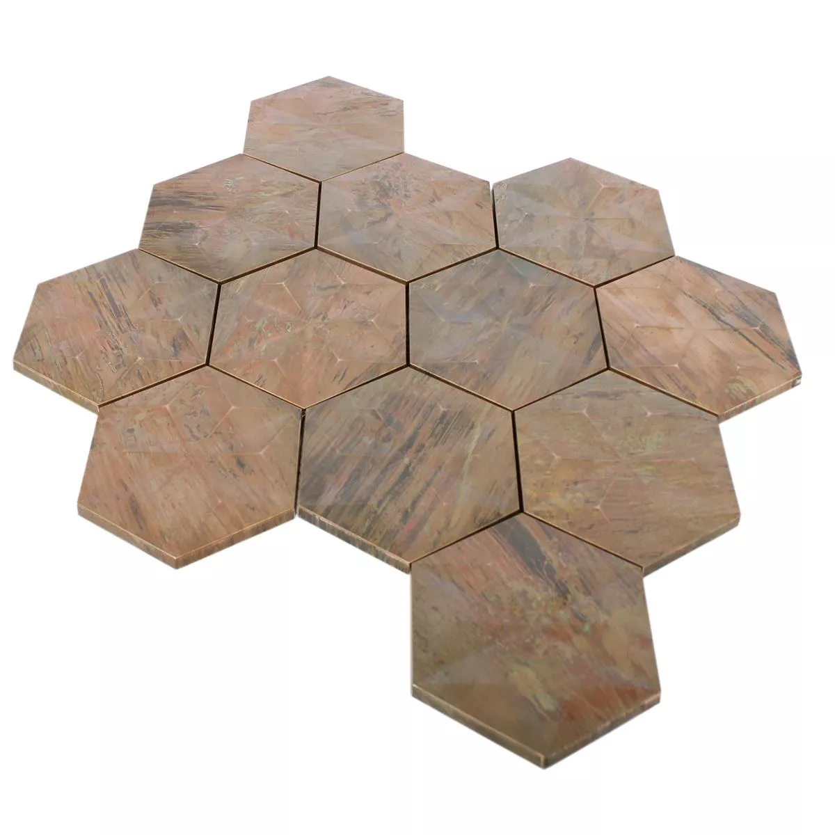 Échantillon Métal Cuivre Mosaïque Carrelage Myron Hexagone 3D