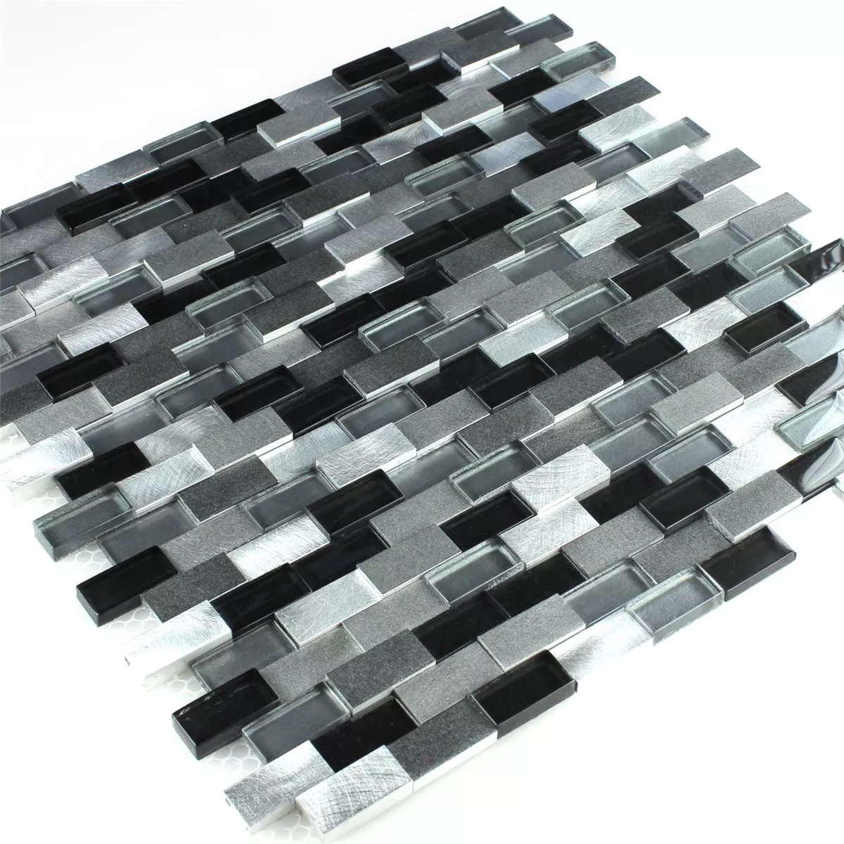 Échantillon Design Mosaïque Aluminium Verre D Noir Argent