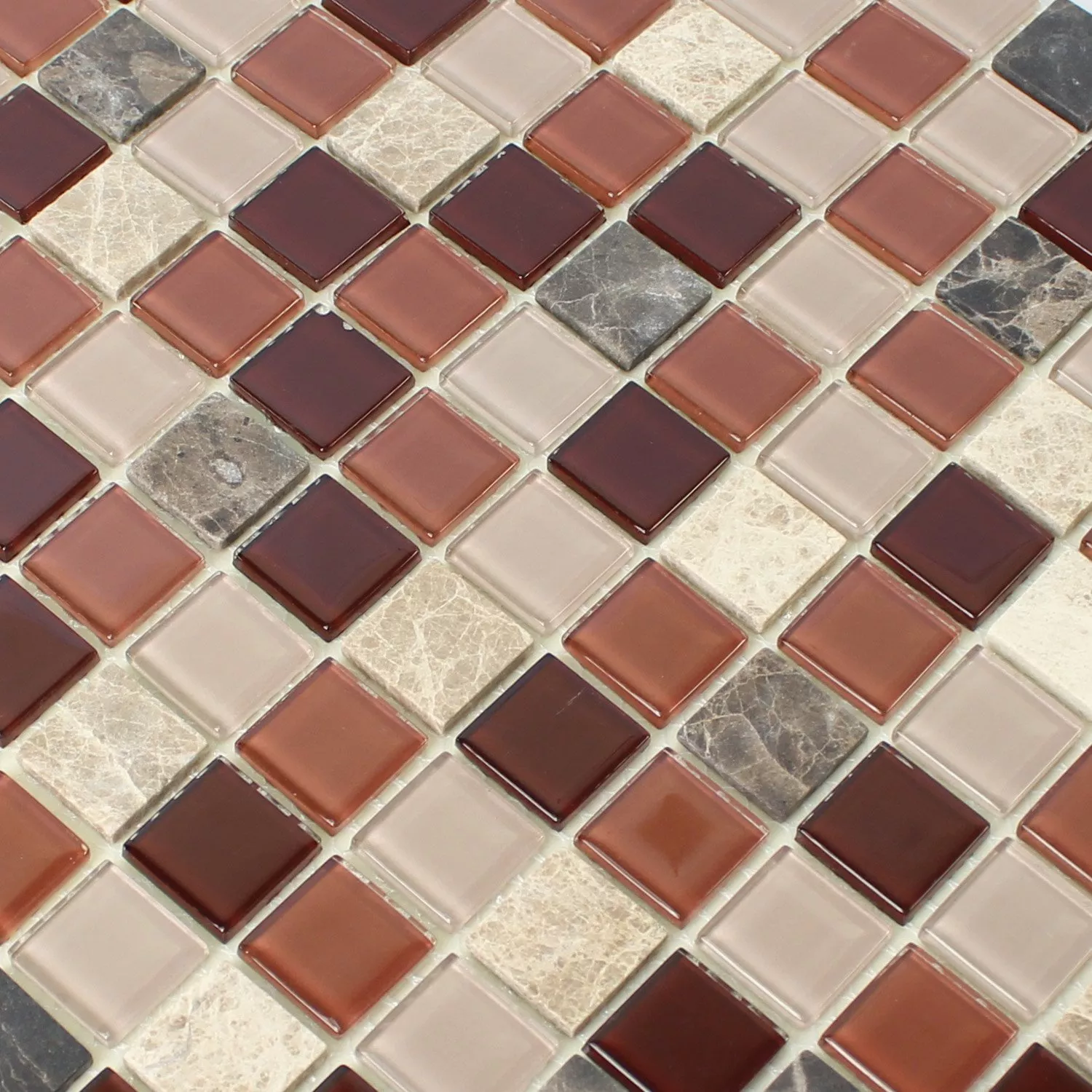 Échantillon Mosaïque Pierre Naturelle Auto Adhésif Beige Brun Emperador